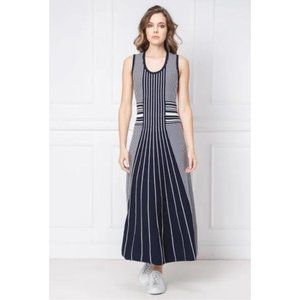 Hugo Boss Silbiana Stretch Maxi Dress Grey Fantasy Navy Blue White Size Medium